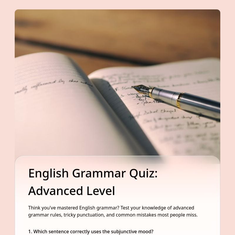English Grammar Quiz: Advanced Level template preview - FormHug