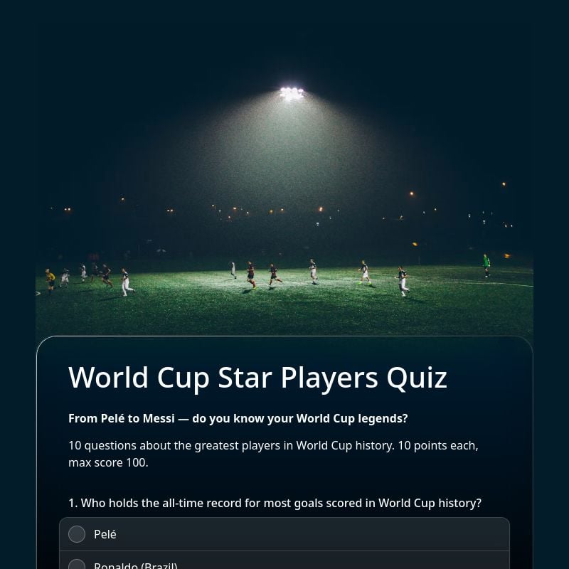 World Cup Star Players Quiz ⭐ template preview - FormHug