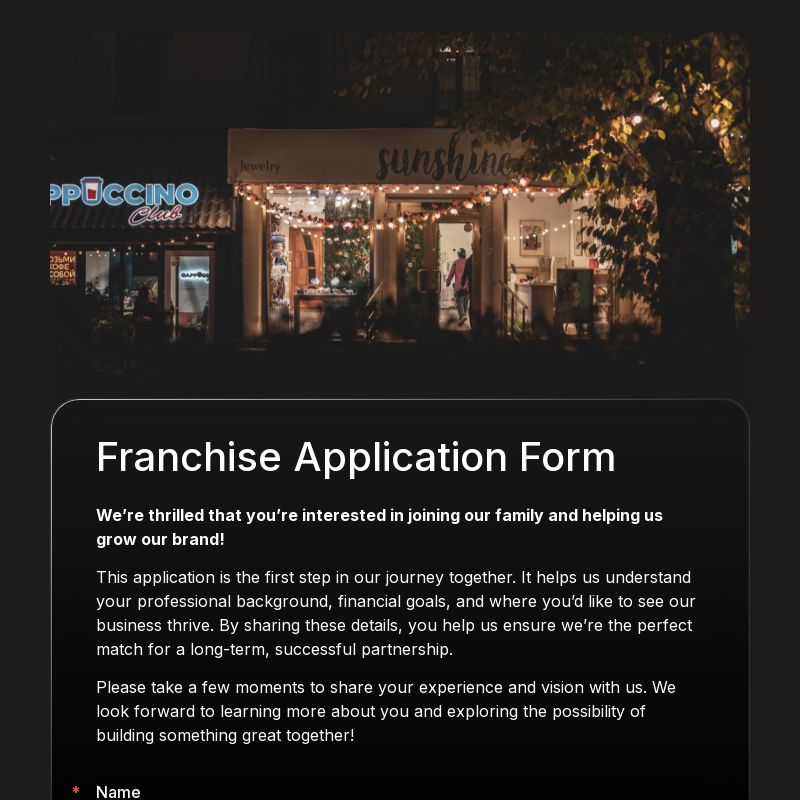 Franchise Application Form
