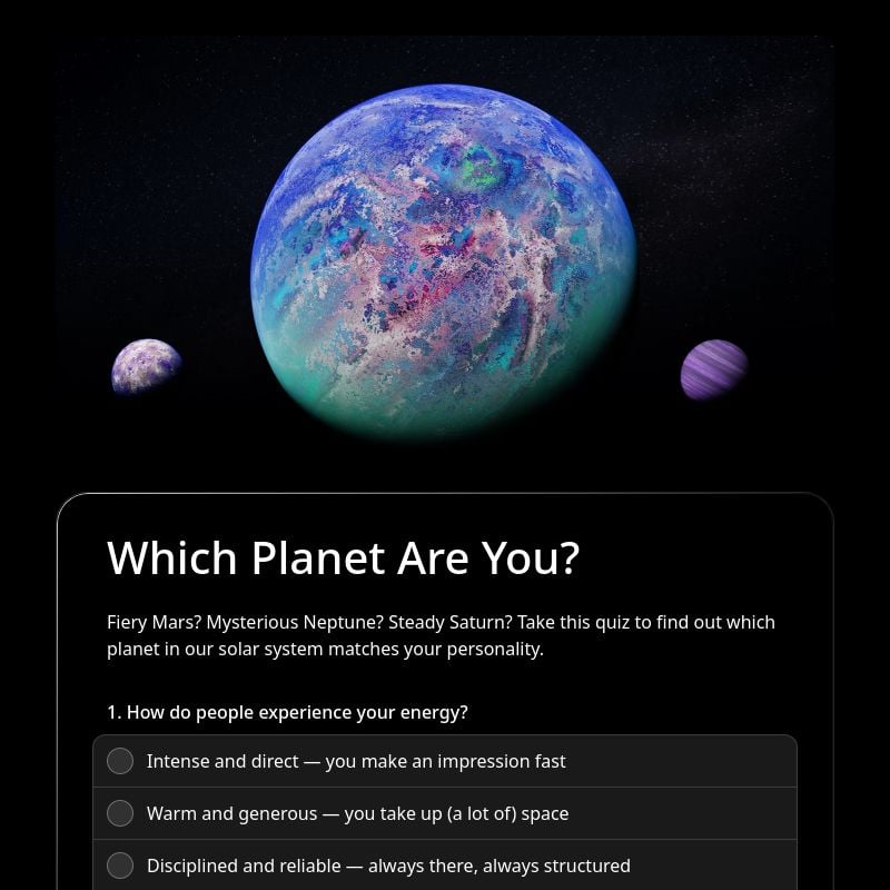 Which Planet Are You? template preview - FormHug