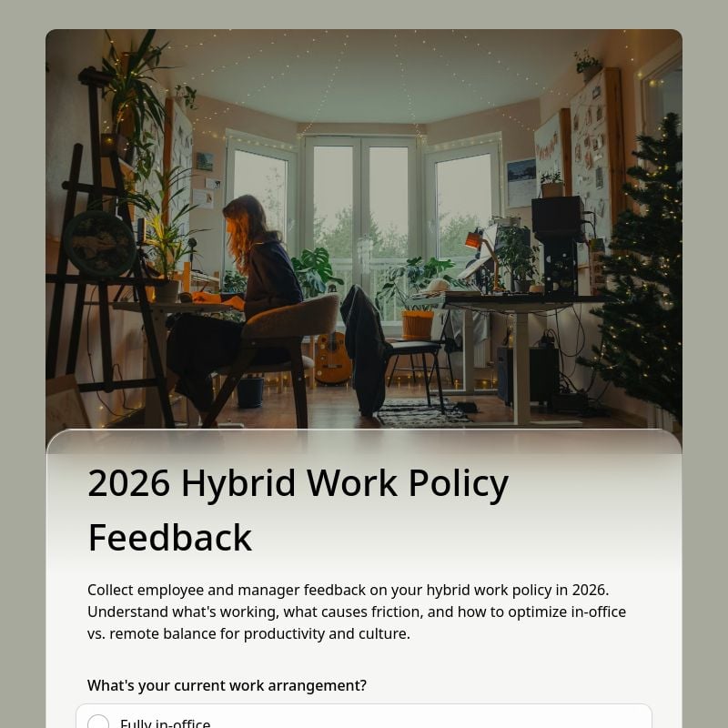 2026 Hybrid Work Policy Feedback template preview - FormHug
