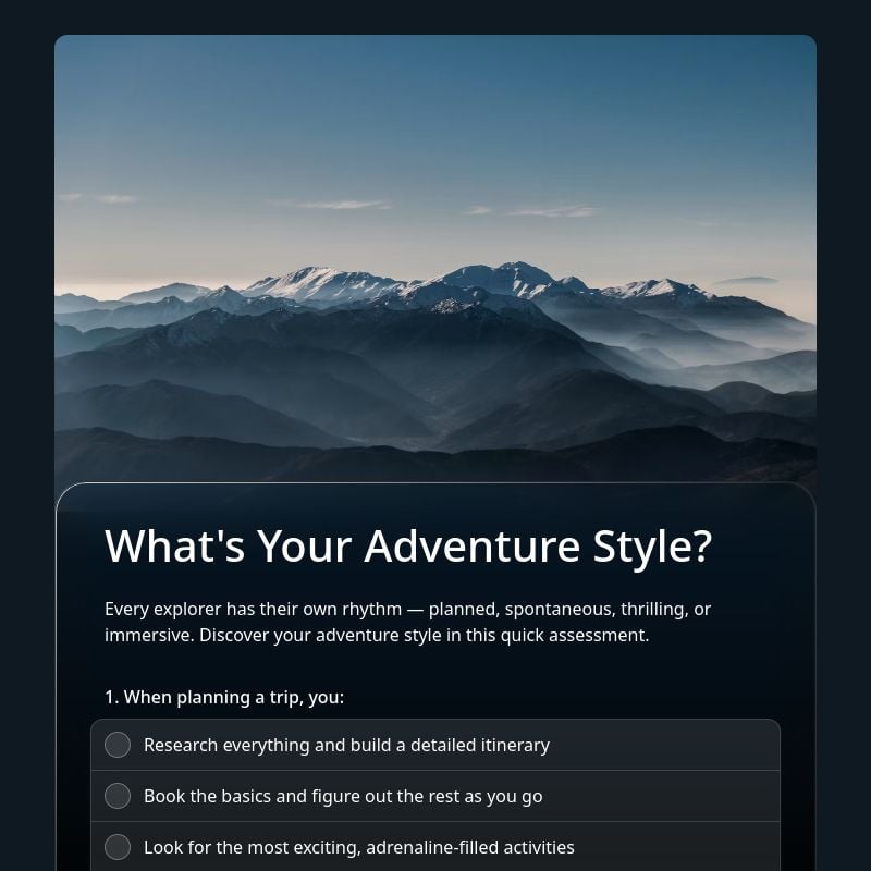 What's Your Adventure Style? template preview - FormHug