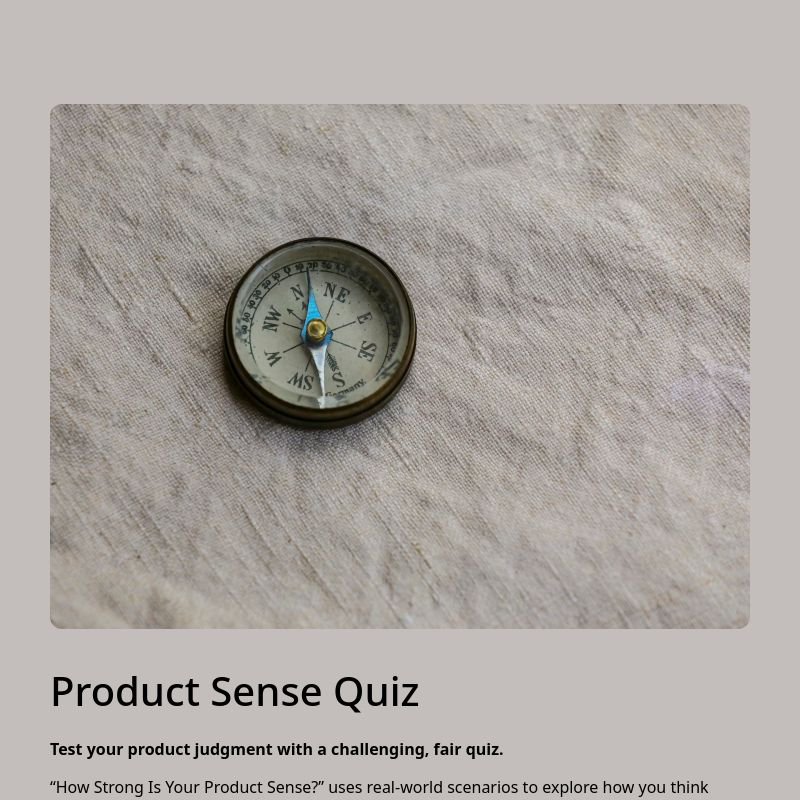 Product Sense Quiz template preview - FormHug