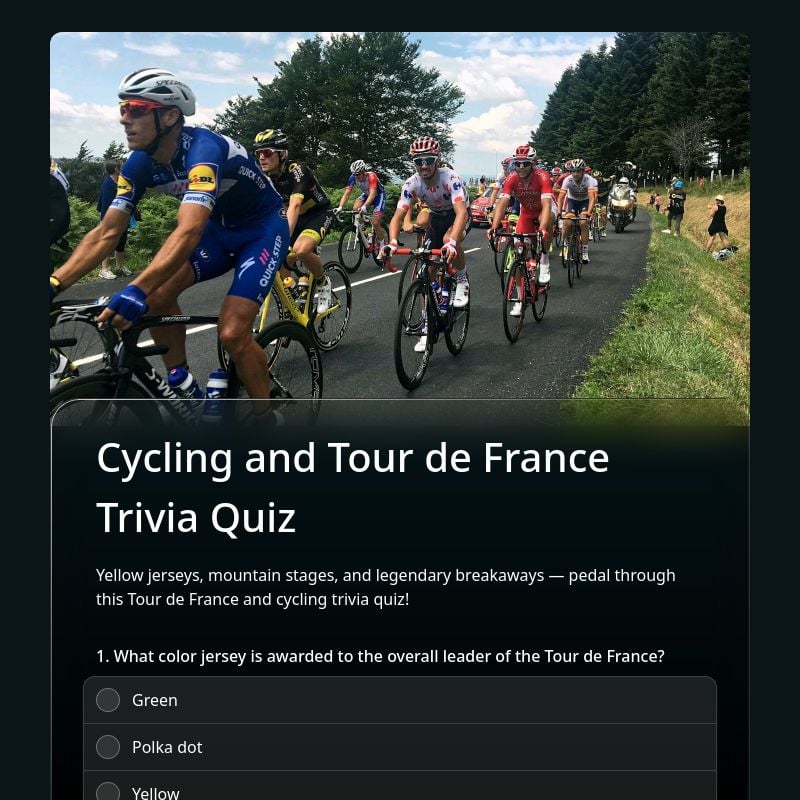 Cycling and Tour de France Trivia Quiz template preview - FormHug