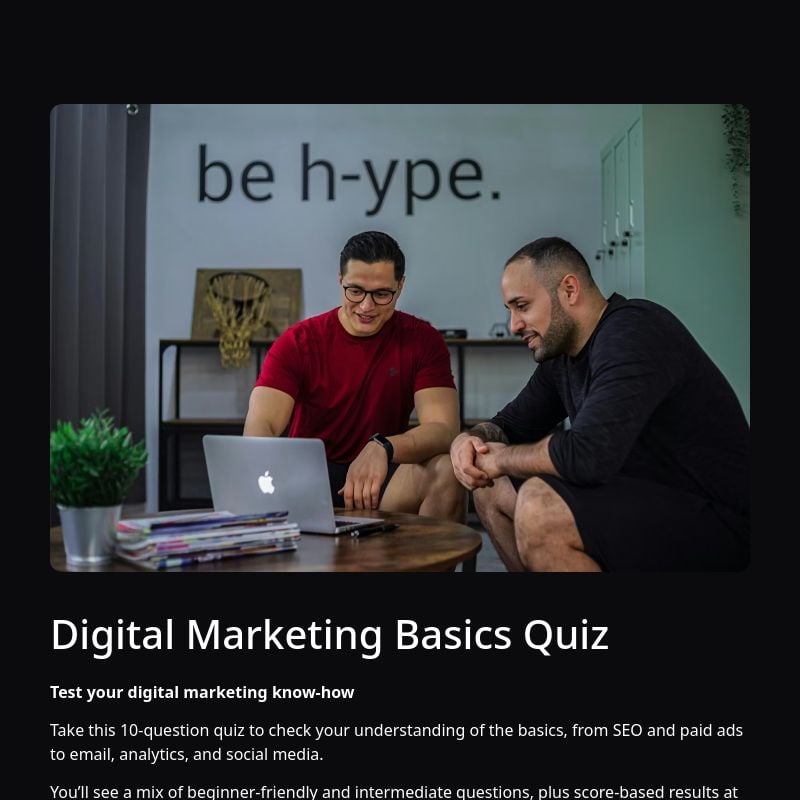 Digital Marketing Basics Quiz template preview - FormHug