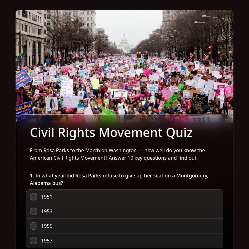 Civil Rights Movement Quiz template preview - FormHug