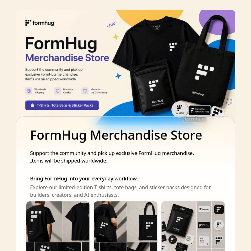 FormHug Merchandise Store template preview - FormHug