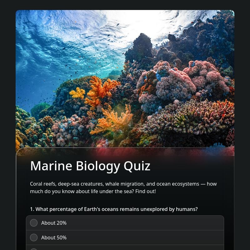 Marine Biology Quiz template preview - FormHug