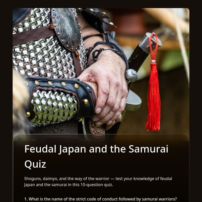 Feudal Japan and the Samurai Quiz template preview - FormHug