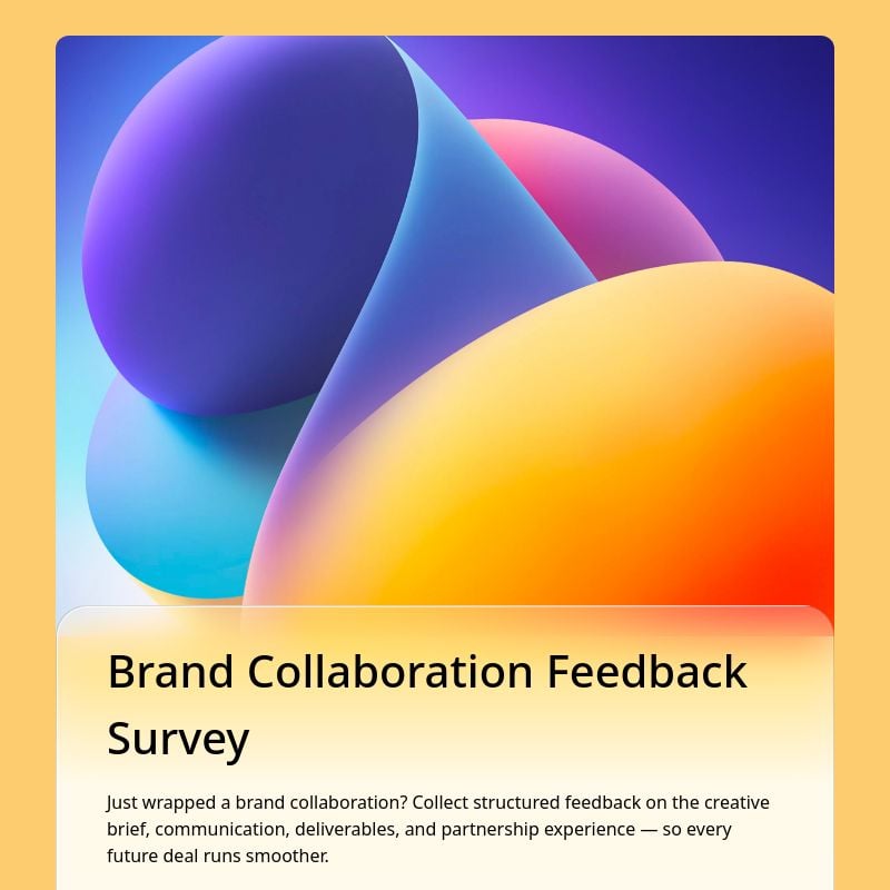 Brand Collaboration Feedback Survey template preview - FormHug