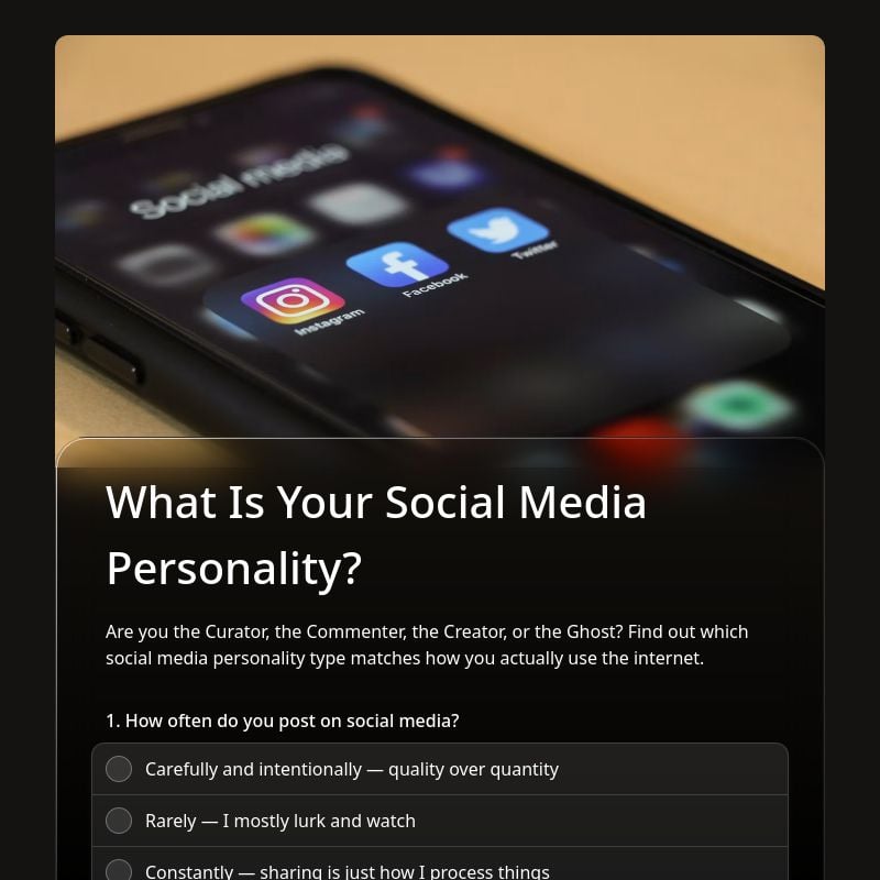 What Is Your Social Media Personality? template preview - FormHug
