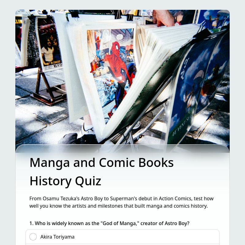 Manga and Comic Books History Quiz template preview - FormHug