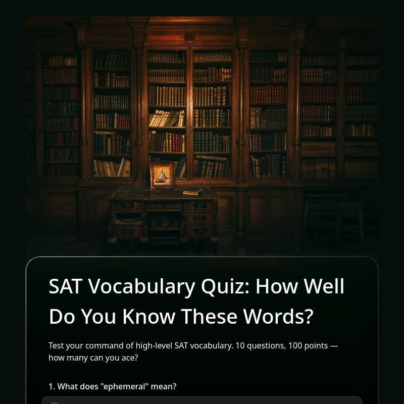 SAT Vocabulary Quiz: How Well Do You Know These Words? template preview - FormHug