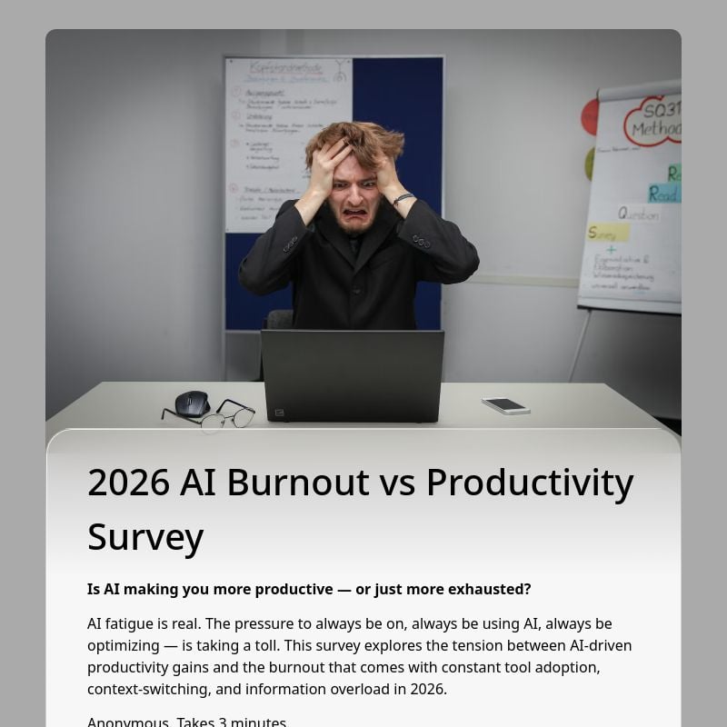 2026 AI Burnout vs Productivity Survey template preview - FormHug