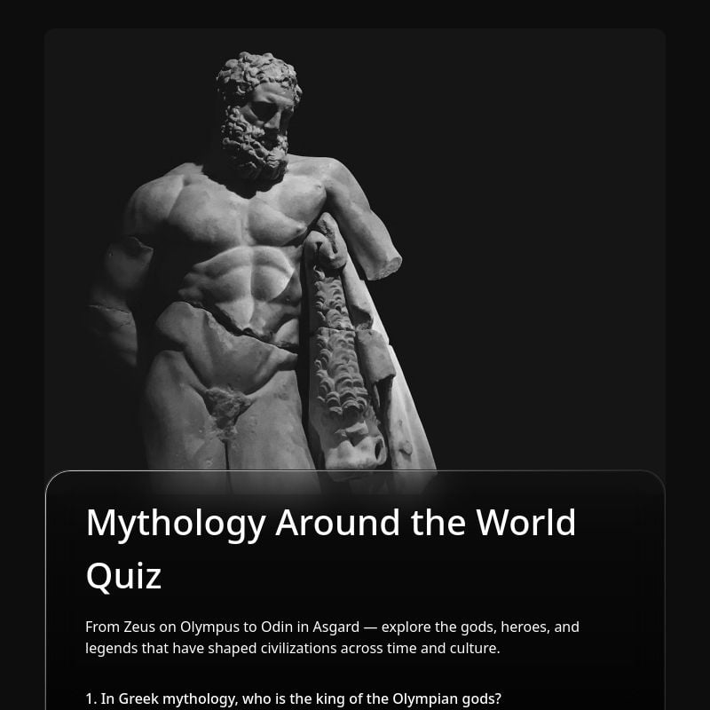 Mythology Around the World Quiz template preview - FormHug