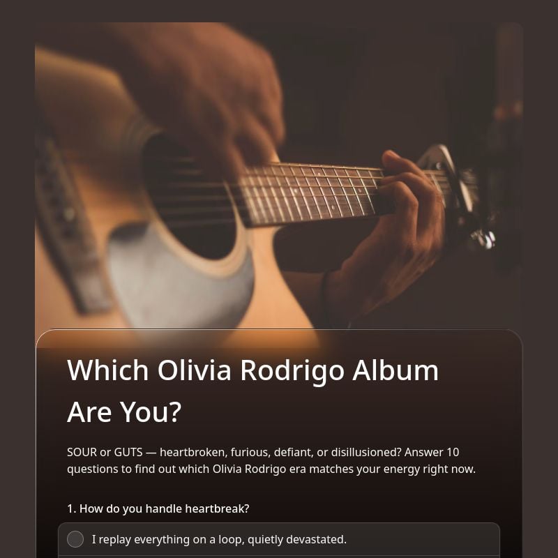 Which Olivia Rodrigo Album Are You? template preview - FormHug