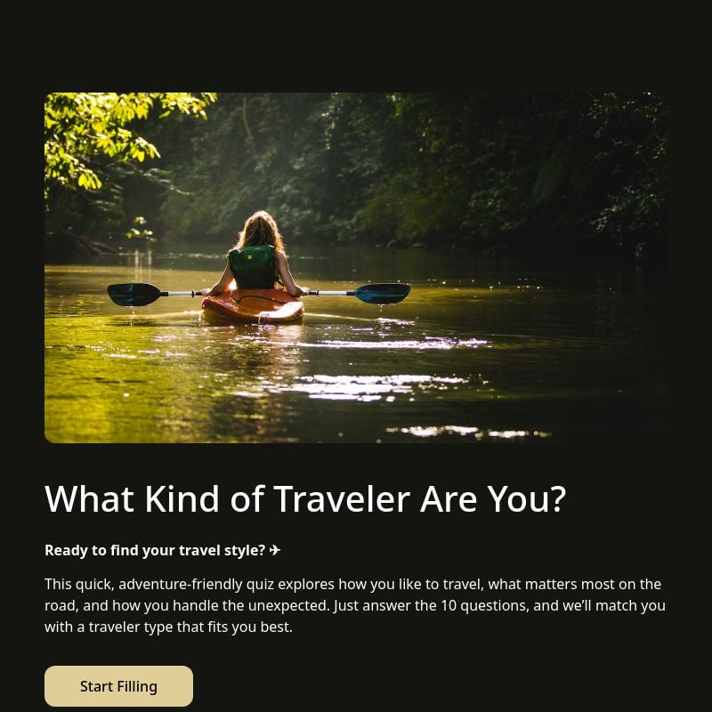 What Kind of Traveler Are You? template preview - FormHug