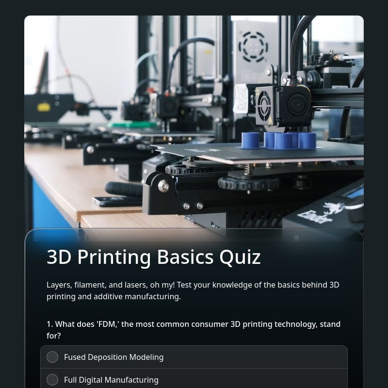 3D Printing Basics Quiz template preview - FormHug