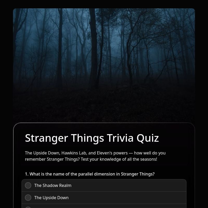 Stranger Things Trivia Quiz template preview - FormHug