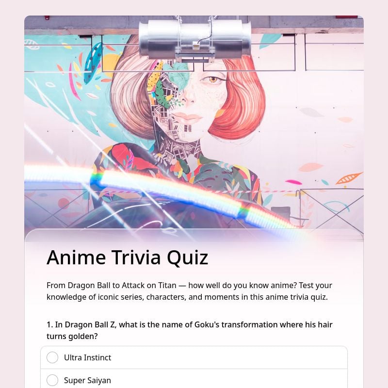 Anime Trivia Quiz template preview - FormHug