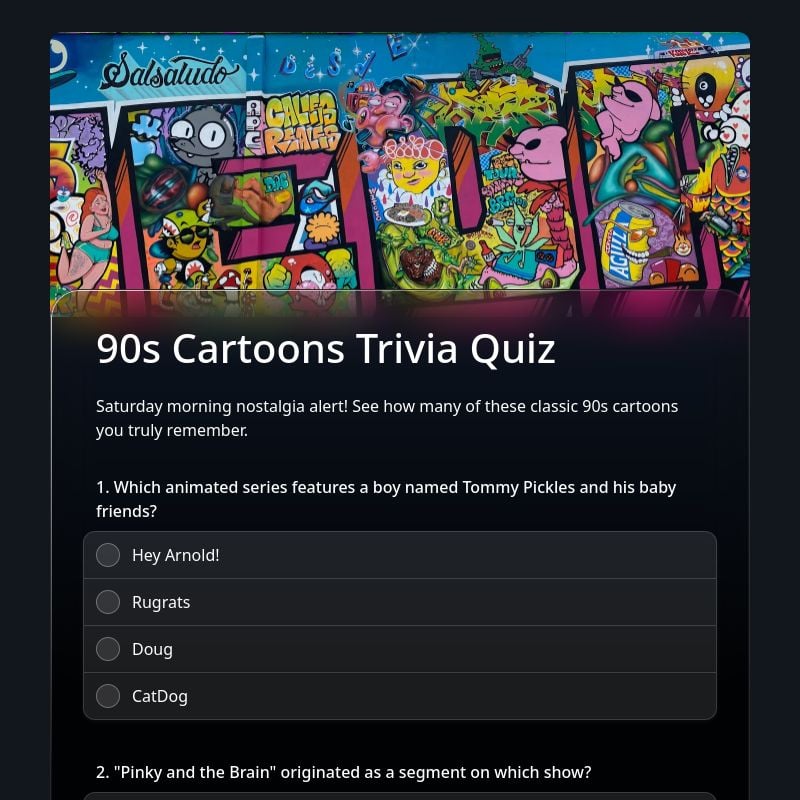90s Cartoons Trivia Quiz template preview - FormHug