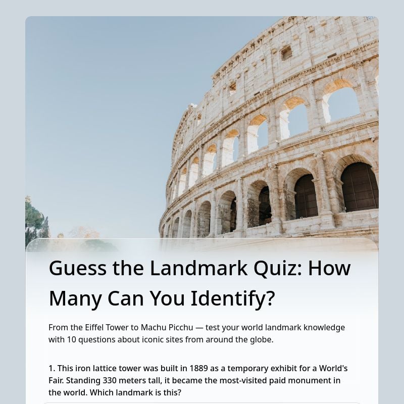 Guess the Landmark Quiz: How Many Can You Identify? template preview - FormHug