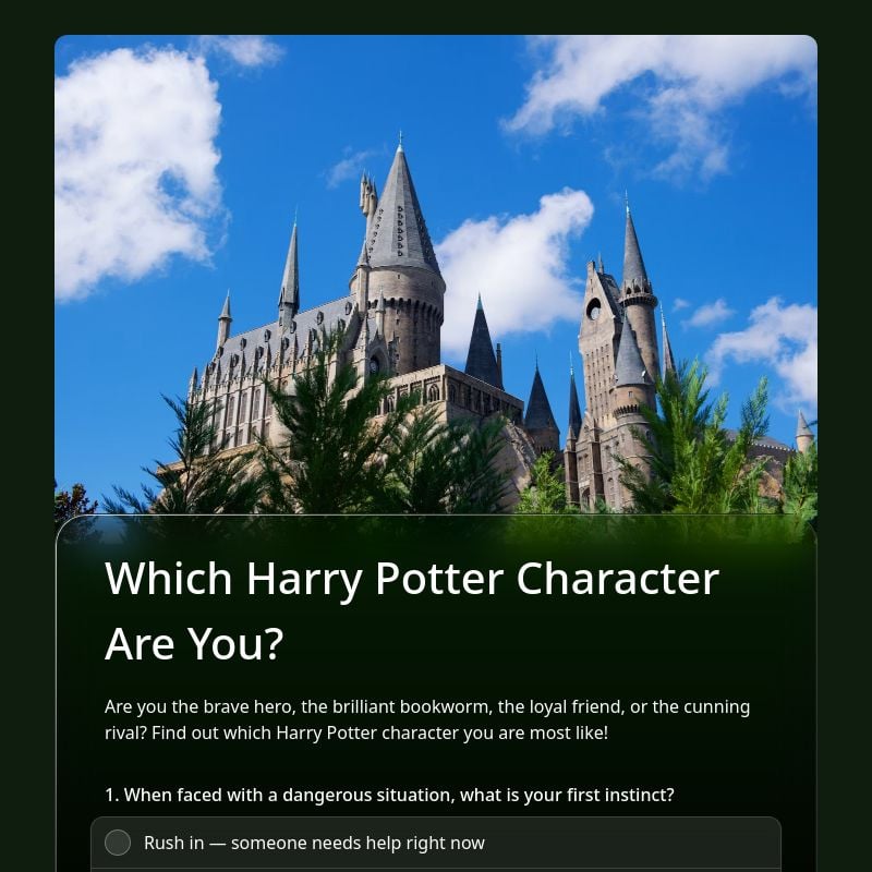 Which Harry Potter Character Are You? template preview - FormHug