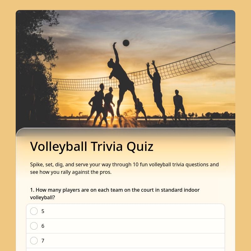 Volleyball Trivia Quiz template preview - FormHug
