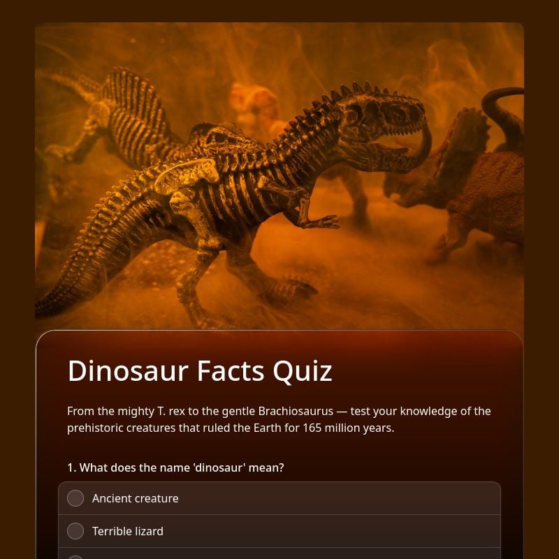 Dinosaur Facts Quiz template preview - FormHug