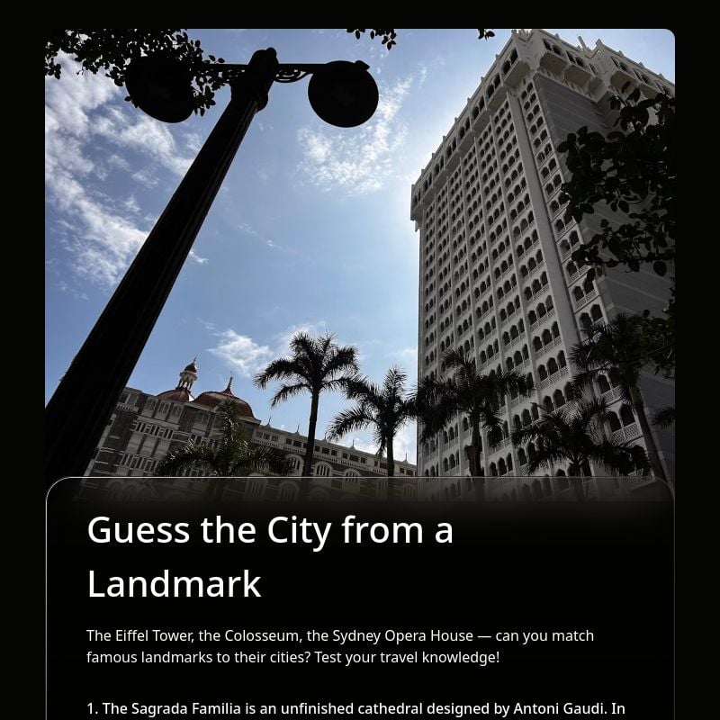 Guess the City from a Landmark template preview - FormHug