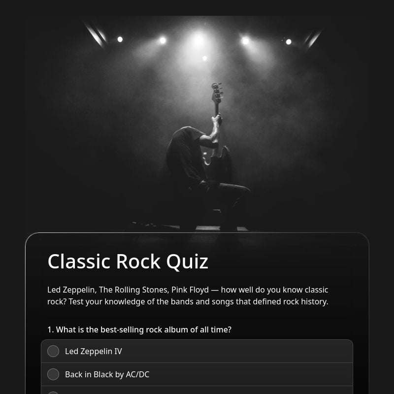 Classic Rock Quiz template preview - FormHug