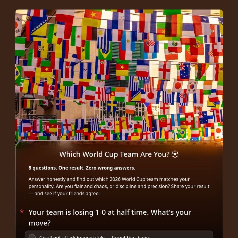 Which World Cup Team Are You? ⚽ template preview - FormHug
