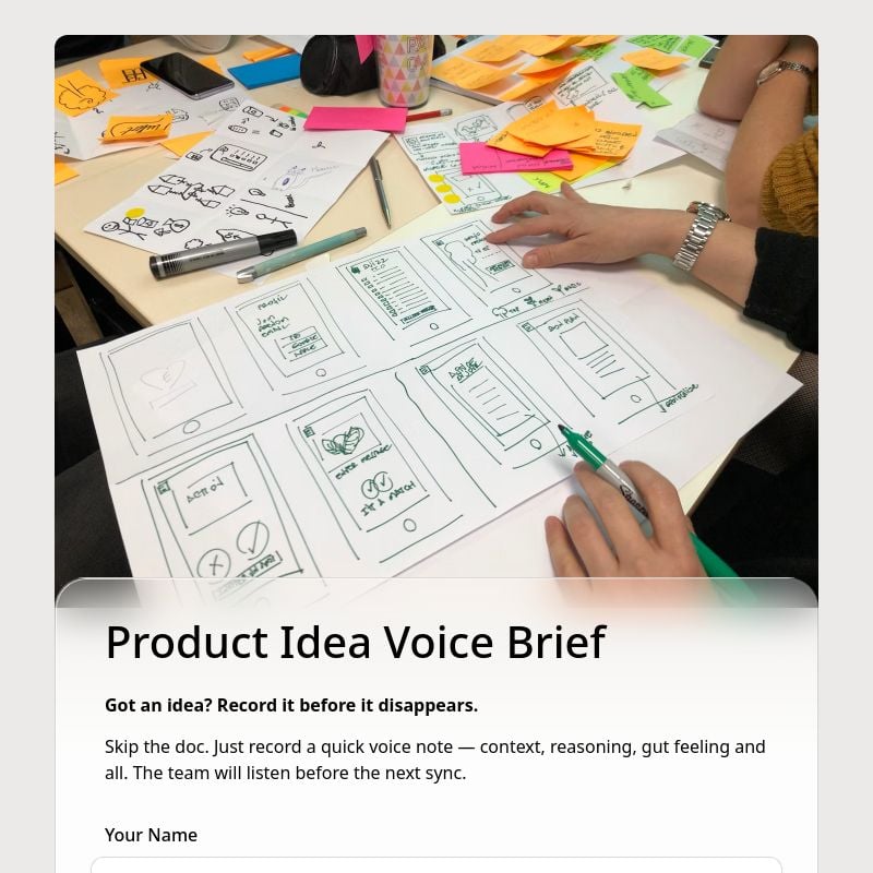 Product Idea Voice Brief template preview - FormHug