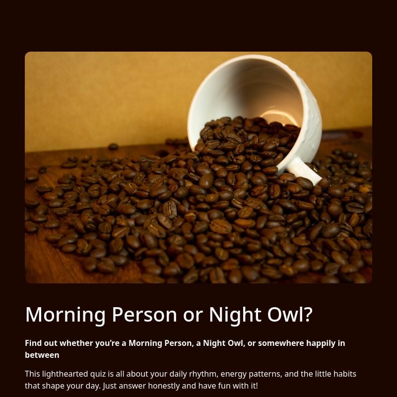 Morning Person or Night Owl? template preview - FormHug