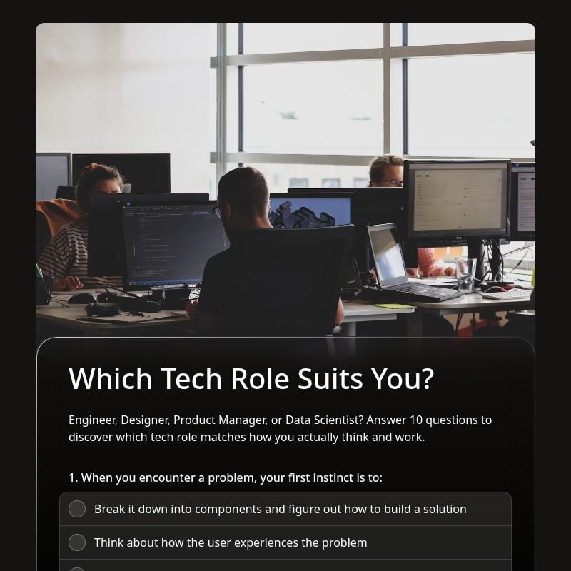 Which Tech Role Suits You? template preview - FormHug
