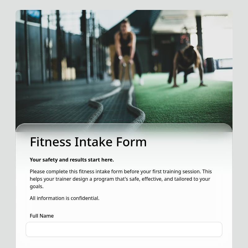 Fitness Intake Form