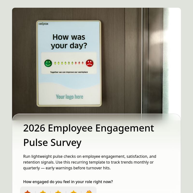 2026 Employee Engagement Pulse Survey template preview - FormHug