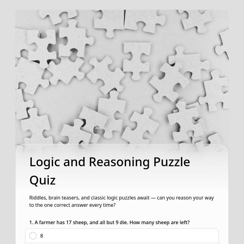 Logic and Reasoning Puzzle Quiz template preview - FormHug