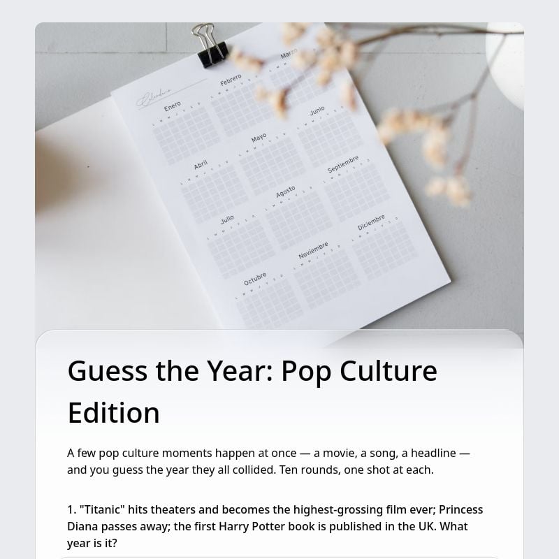 Guess the Year: Pop Culture Edition template preview - FormHug