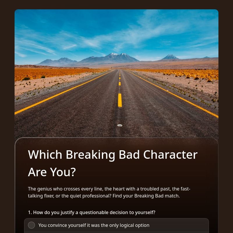 Which Breaking Bad Character Are You? template preview - FormHug
