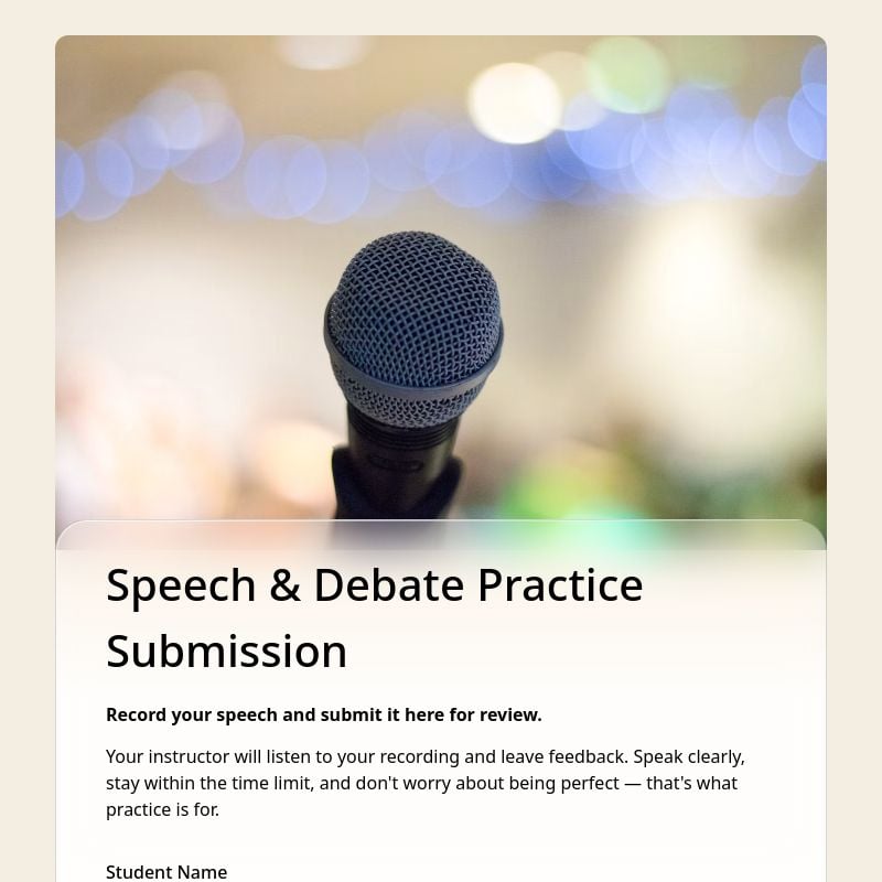Speech & Debate Practice Submission template preview - FormHug