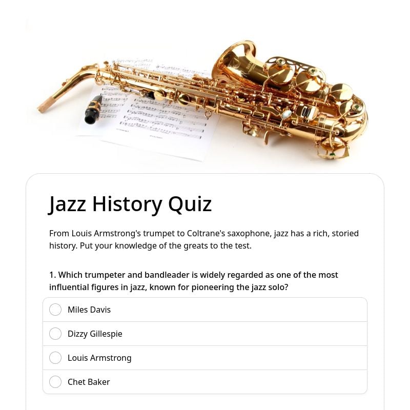 Jazz History Quiz template preview - FormHug