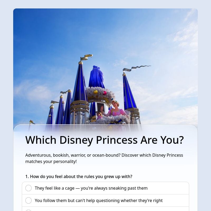 Which Disney Princess Are You? template preview - FormHug