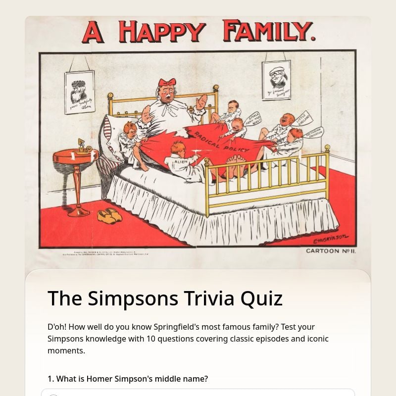 The Simpsons Trivia Quiz template preview - FormHug