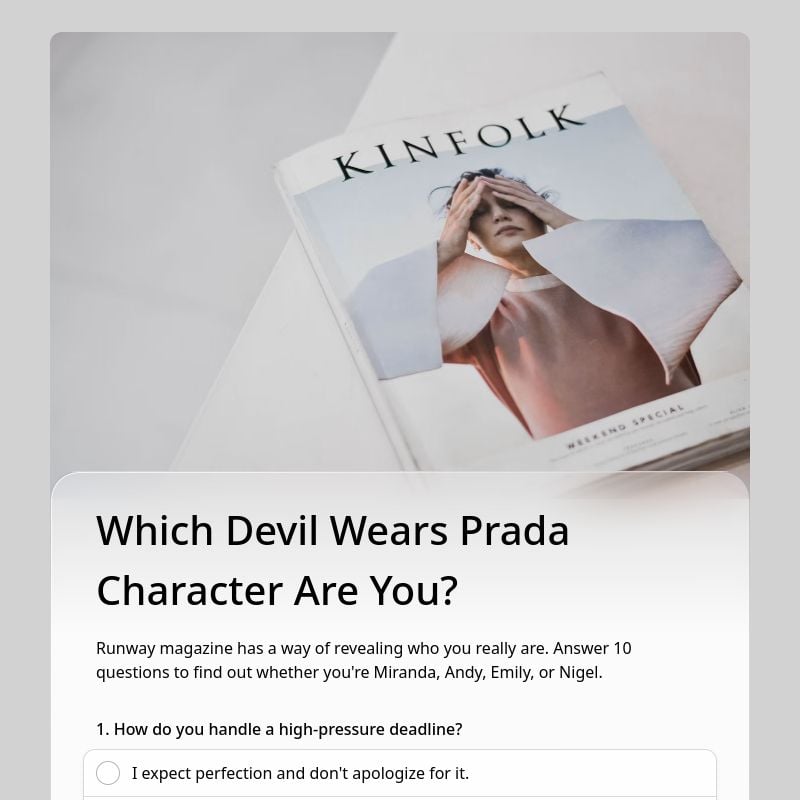 Which Devil Wears Prada Character Are You? template preview - FormHug