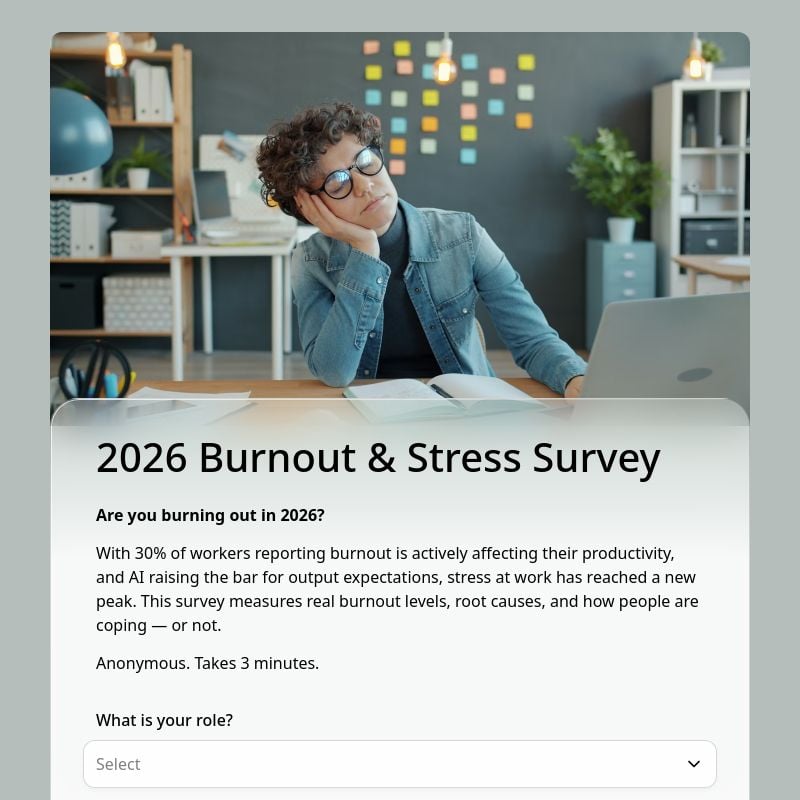 2026 Burnout & Stress Survey template preview - FormHug