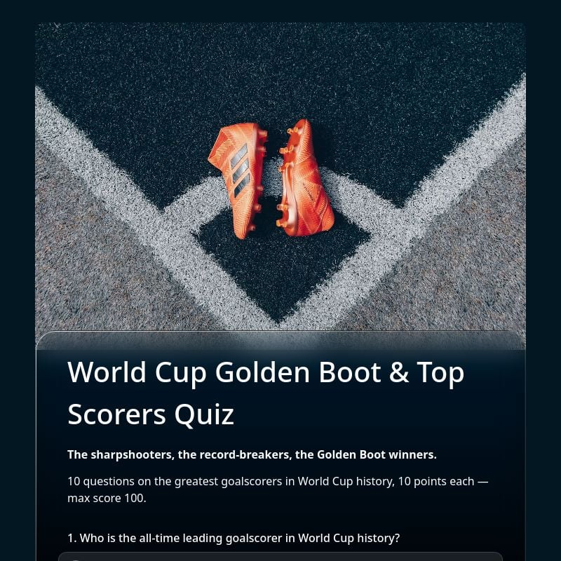World Cup Golden Boot & Top Scorers Quiz 👟 template preview - FormHug