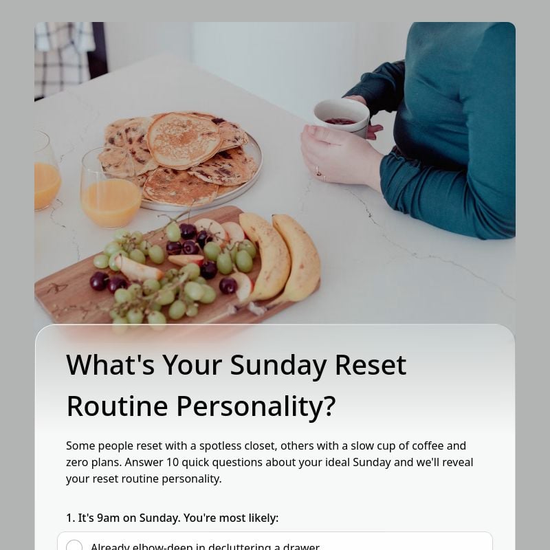 What's Your Sunday Reset Routine Personality? template preview - FormHug