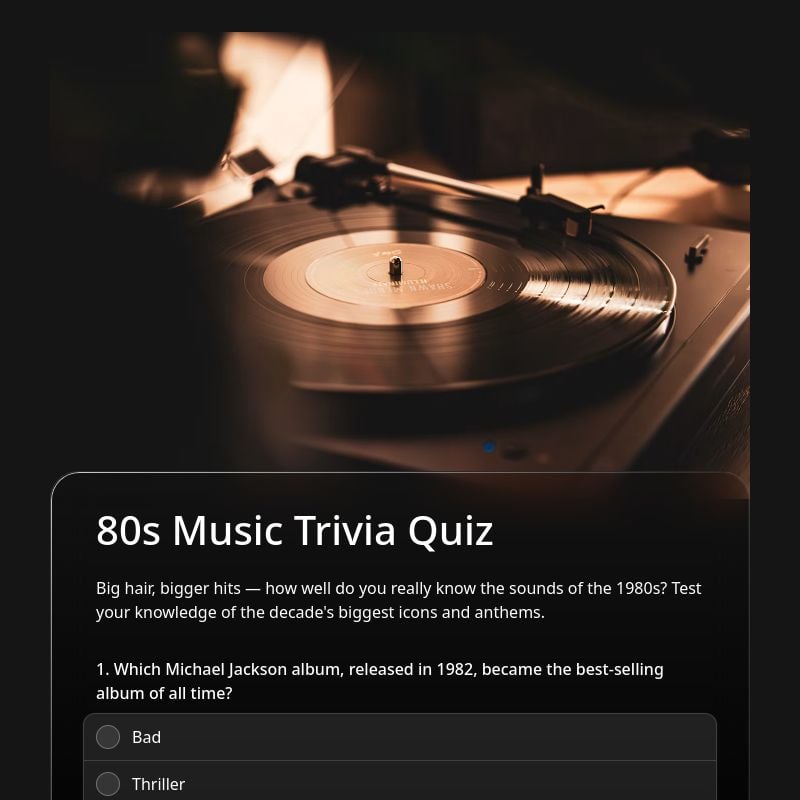 80s Music Trivia Quiz template preview - FormHug