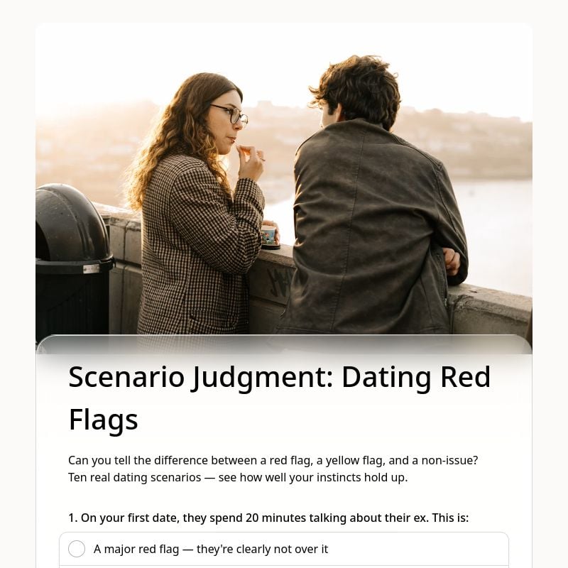 Scenario Judgment: Dating Red Flags template preview - FormHug